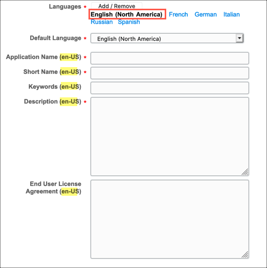 English language fields