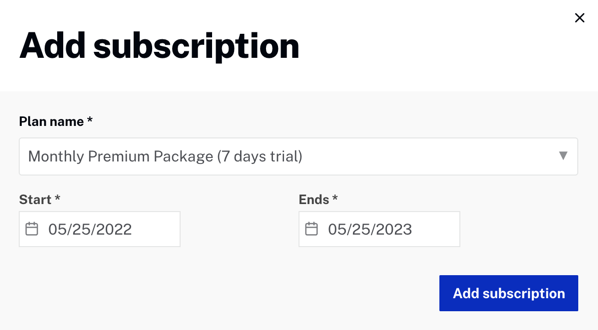 Add subscription dialog